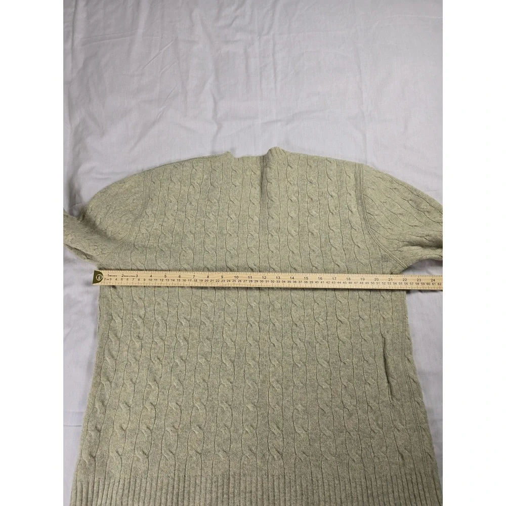 Banana Republic Sweater Mens Large Green Wool Angora Cashmere Cable Knit Luxury
